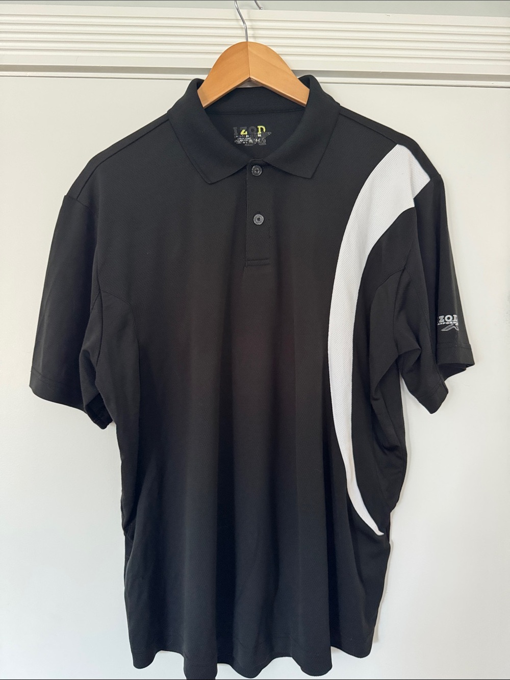 Izod Black Polo with White Side Panel